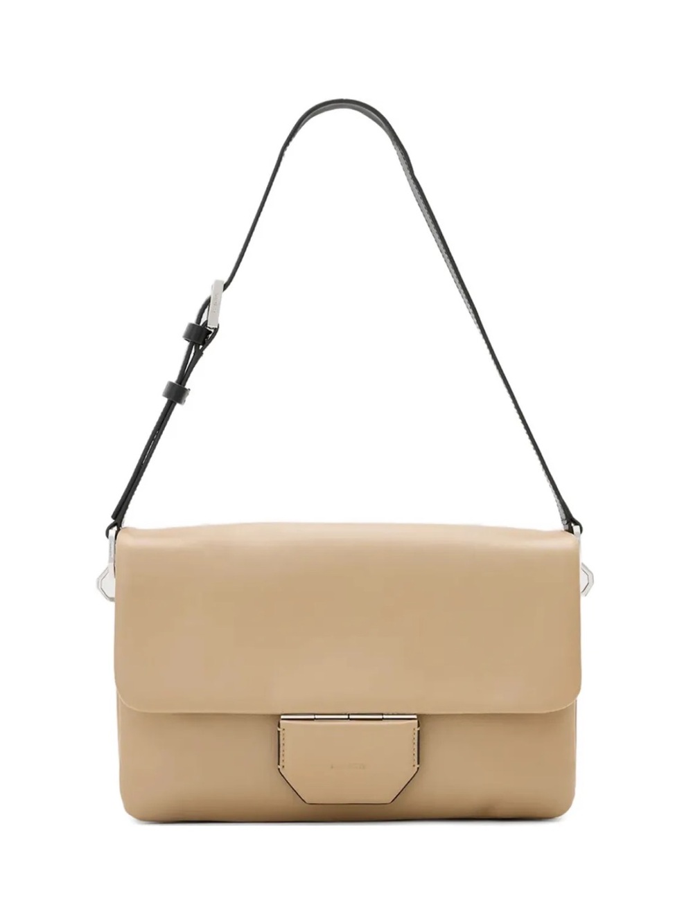 NWT All Saints Ondine Black and Taupe leather shoulder bag
